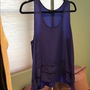 Scoop NYC Blue Silk Top